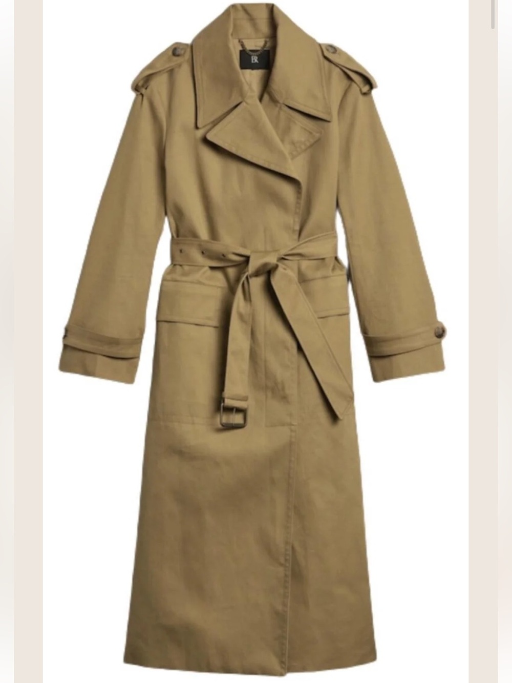 BANANA REPUBLIC Sz S Trench Coat Classic Long Jacket Tan Beige Minimalist.